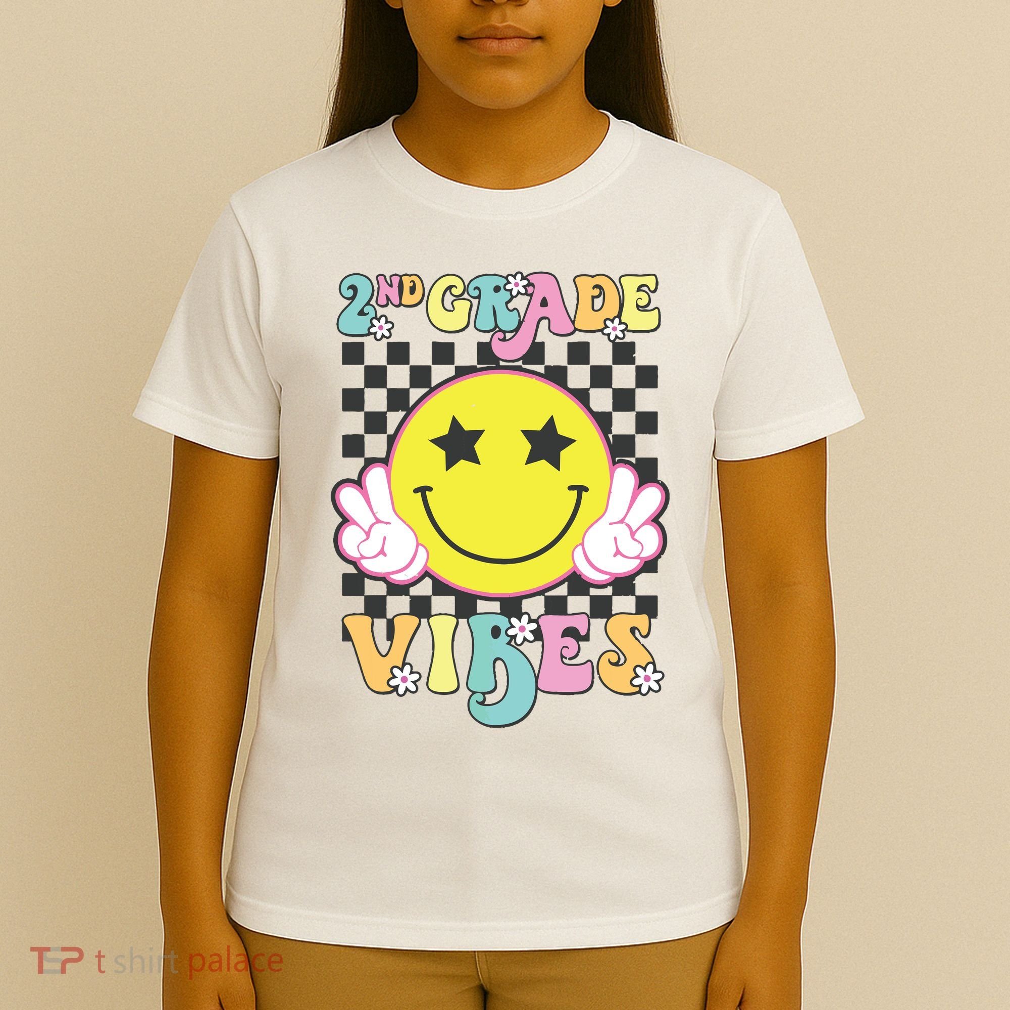Girl 2nd Grade Vibes Smile Face Back To School Second Grade T-Shirt