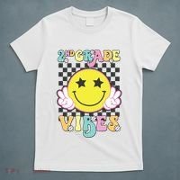 Girl 2nd Grade Vibes Smile Face Back To School Second Grade T-Shirt thumb 5