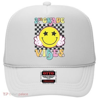Girl 2nd Grade Vibes Smile Face Back To School Second Grade Hat