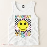 Girl 2nd Grade Vibes Smile Face Back To School Second Grade Tank Top thumb 2
