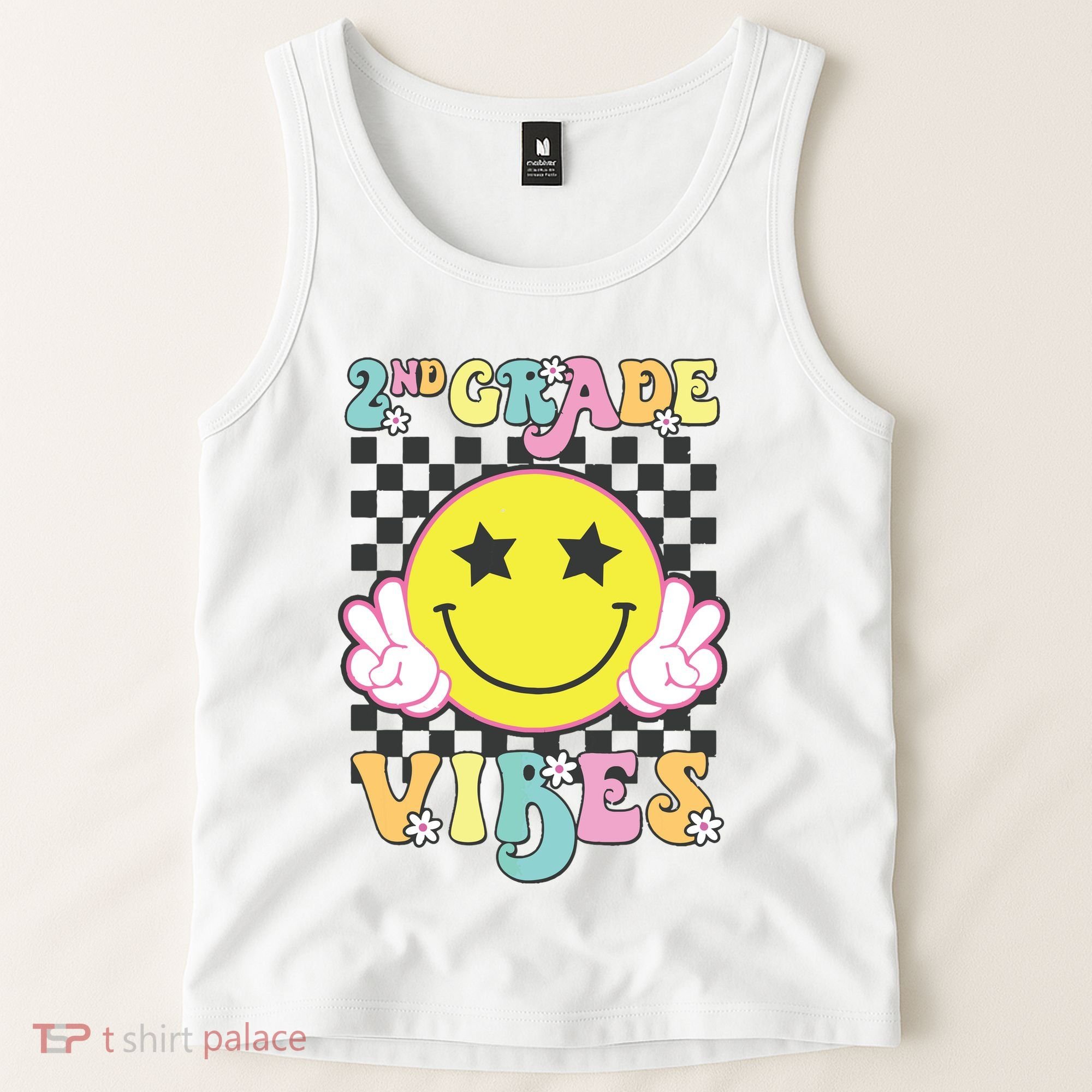 Girl 2nd Grade Vibes Smile Face Back To School Second Grade Tank Top