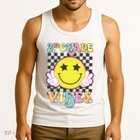Girl 2nd Grade Vibes Smile Face Back To School Second Grade Tank Top thumb 3