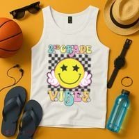 Girl 2nd Grade Vibes Smile Face Back To School Second Grade Tank Top thumb 4