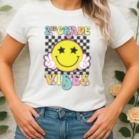 Girl 2nd Grade Vibes Smile Face Back To School Second Grade Women's T-Shirt thumb 2
