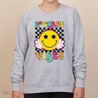 Girl 2nd Grade Vibes Smile Face Back To School Second Grade Women's Sweatshirt thumb 0