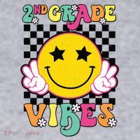 Girl 2nd Grade Vibes Smile Face Back To School Second Grade Women's Sweatshirt thumb 2
