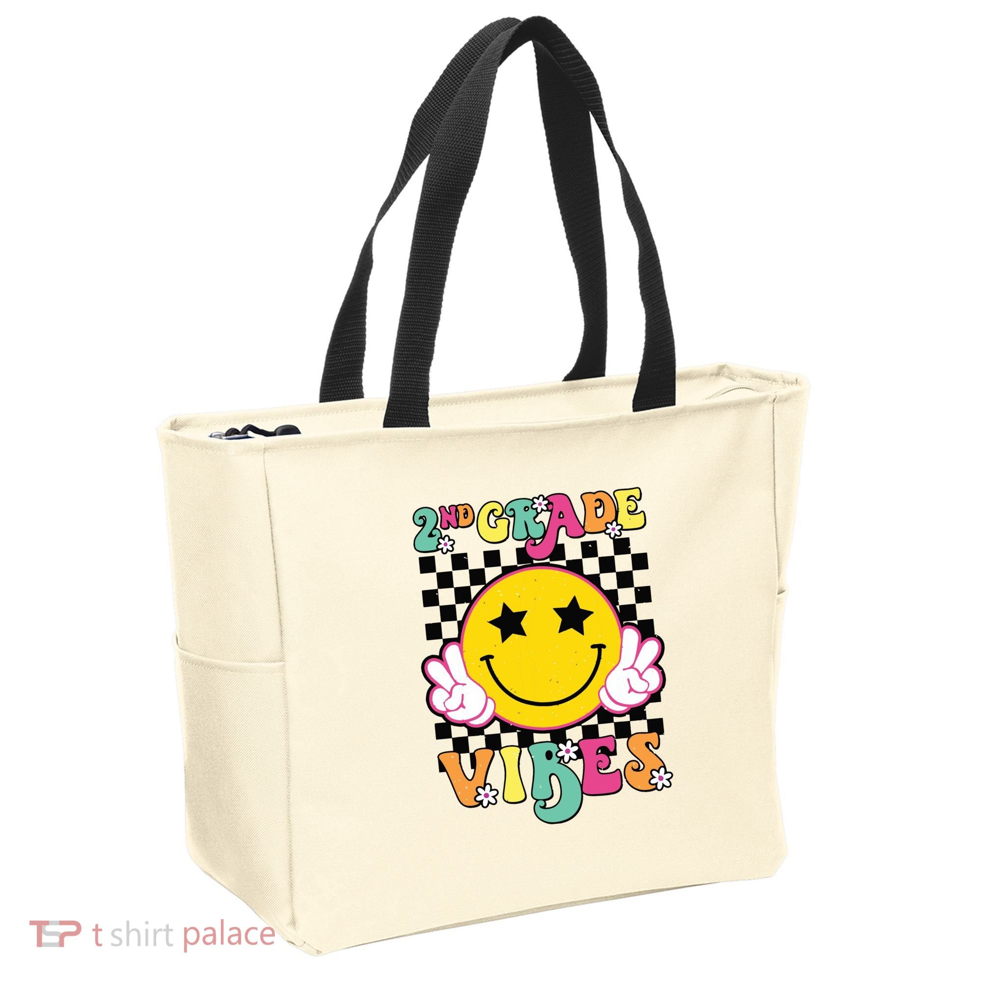 Girl 2nd Grade Vibes Smile Face Back To School Second Grade Tote Bag
