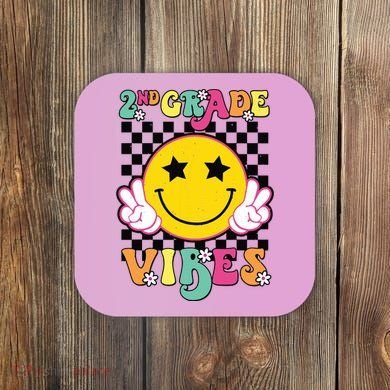Girl 2nd Grade Vibes Smile Face Back To School Second Grade Coaster