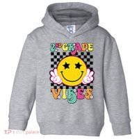 Girl 2nd Grade Vibes Smile Face Back To School Second Grade Toddler Hoodie thumb 0