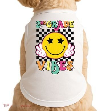 Girl 2nd Grade Vibes Smile Face Back To School Second Grade Doggie Tank