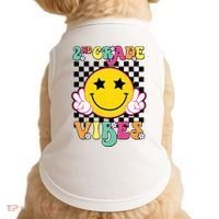 Girl 2nd Grade Vibes Smile Face Back To School Second Grade Doggie Tank thumb 0