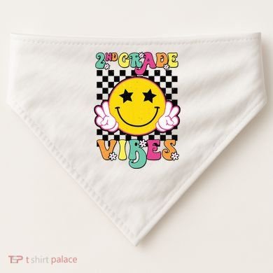 Girl 2nd Grade Vibes Smile Face Back To School Second Grade USA-Made Doggie Bandana