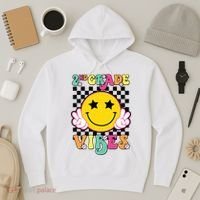 Girl 2nd Grade Vibes Smile Face Back To School Second Grade Hoodie thumb 3