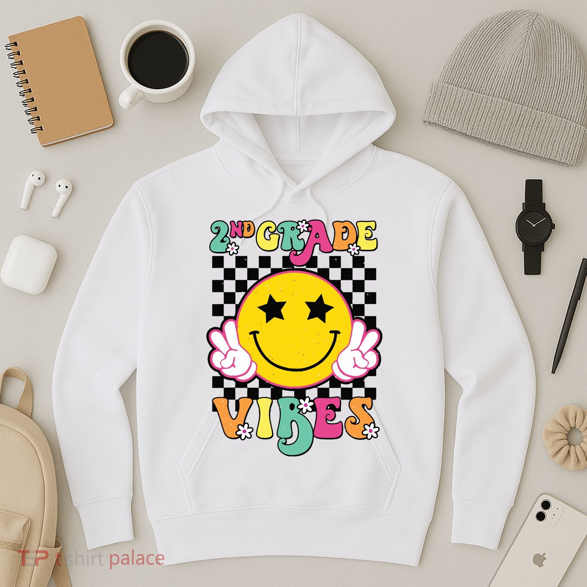 Girl 2nd Grade Vibes Smile Face Back To School Second Grade Hoodie