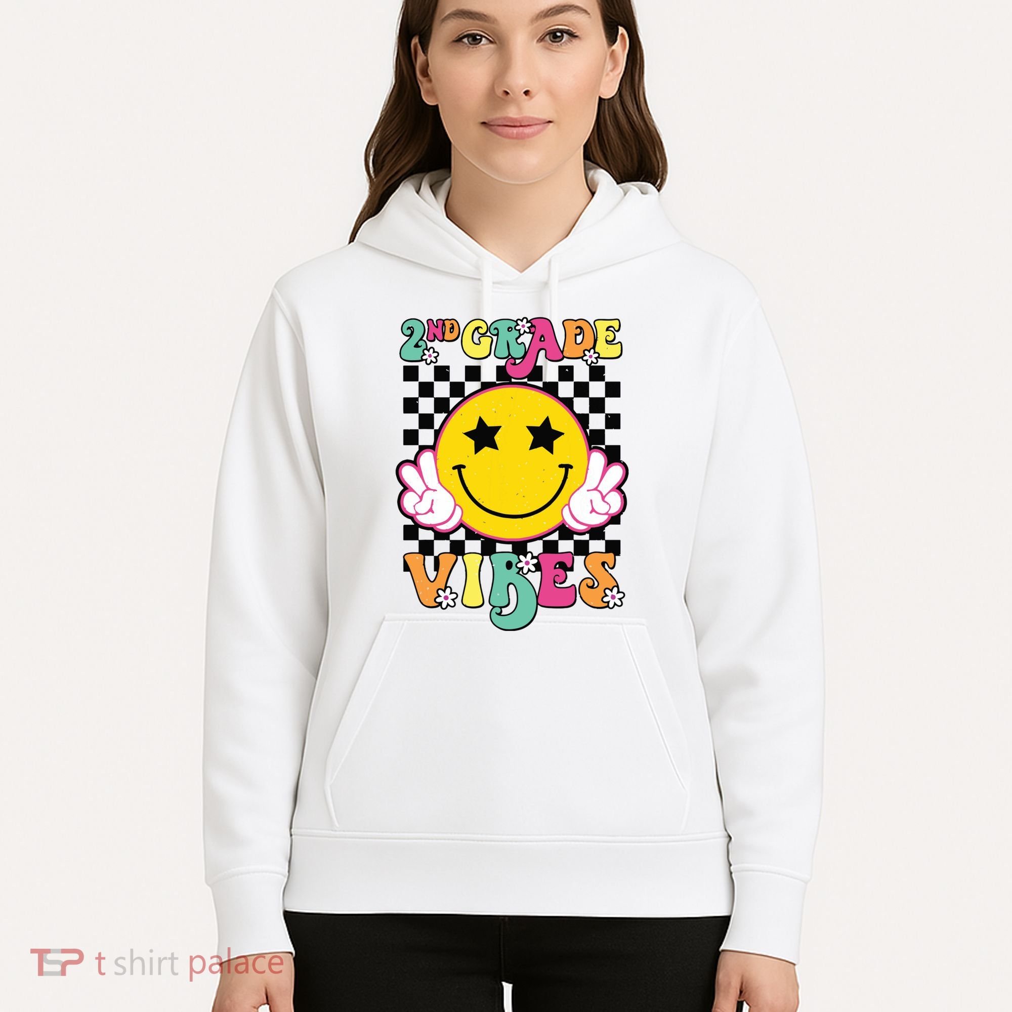 Girl 2nd Grade Vibes Smile Face Back To School Second Grade Hoodie