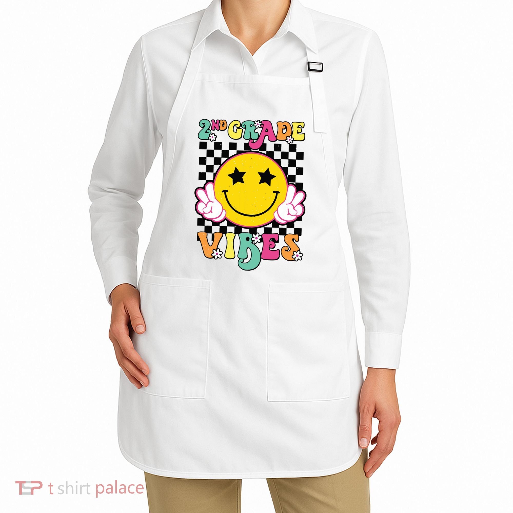 Girl 2nd Grade Vibes Smile Face Back To School Second Grade Apron