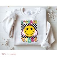 Girl 2nd Grade Vibes Smile Face Back To School Second Grade Sweatshirt thumb 2