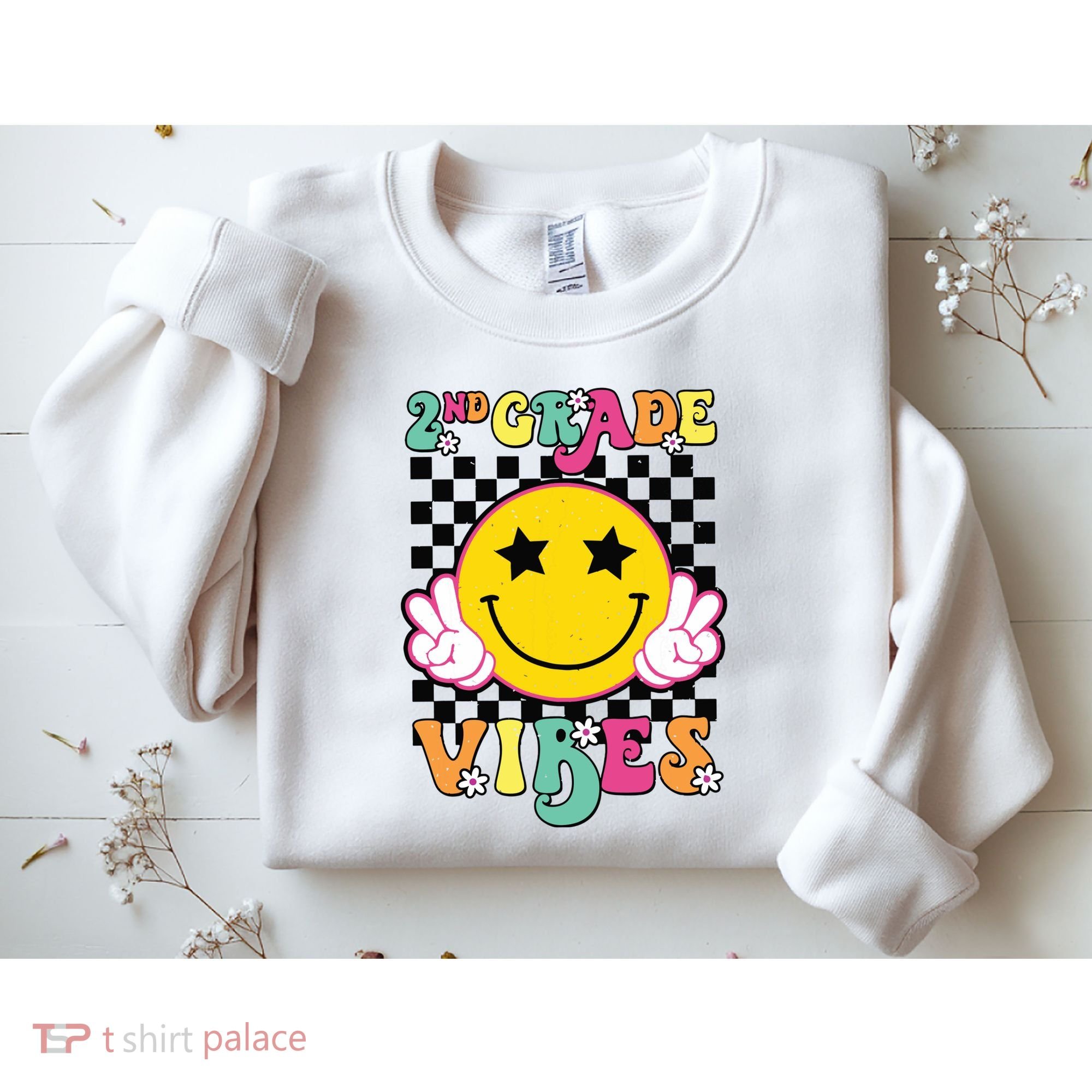 Girl 2nd Grade Vibes Smile Face Back To School Second Grade Sweatshirt