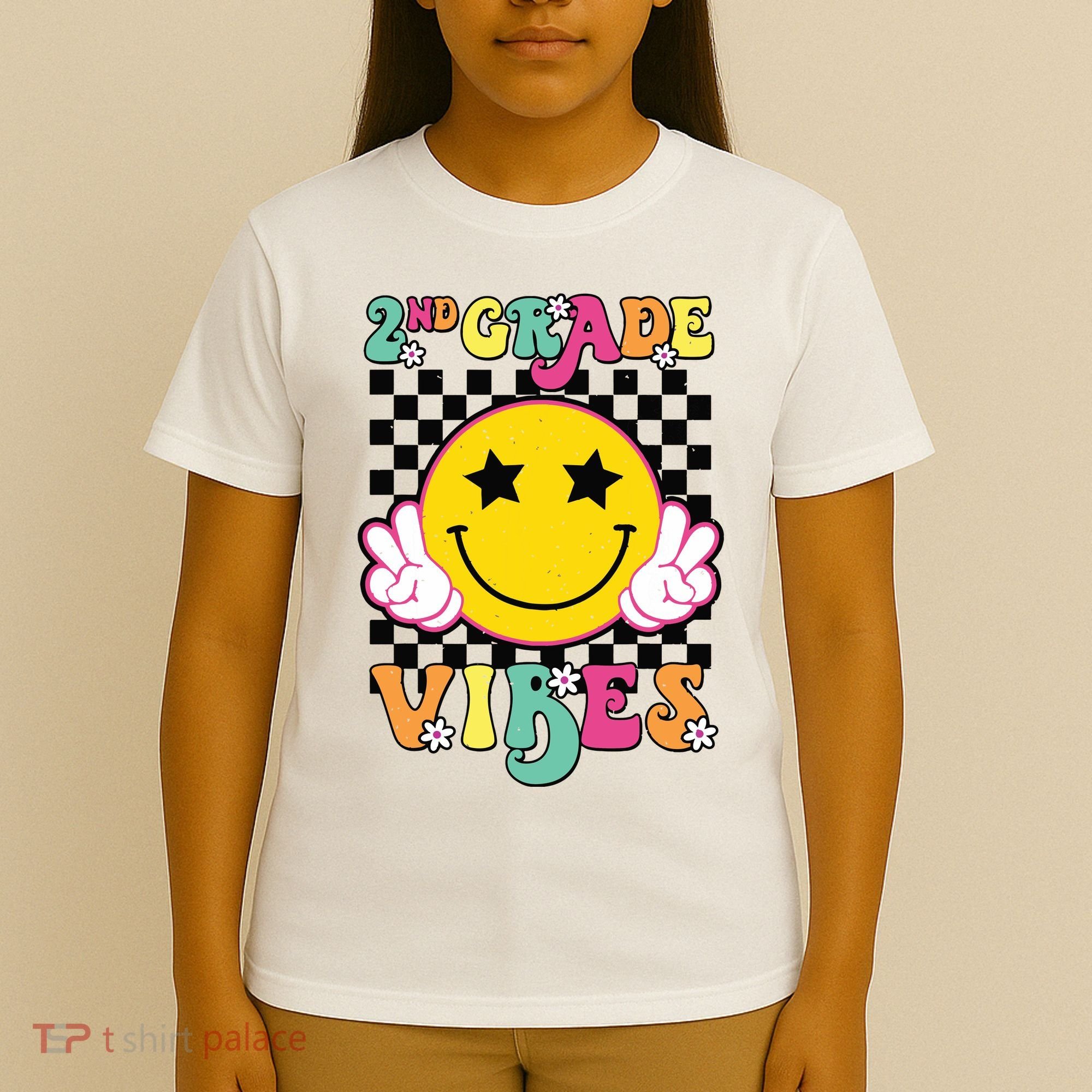 Girl 2nd Grade Vibes Smile Face Back To School Second Grade T-Shirt