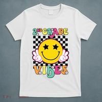 Girl 2nd Grade Vibes Smile Face Back To School Second Grade T-Shirt thumb 5
