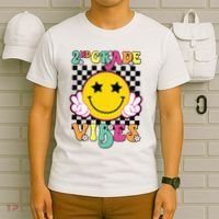 Girl 2nd Grade Vibes Smile Face Back To School Second Grade T-Shirt thumb 6
