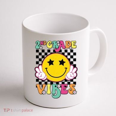 Girl 2nd Grade Vibes Smile Face Back To School Second Grade Coffee Mug back