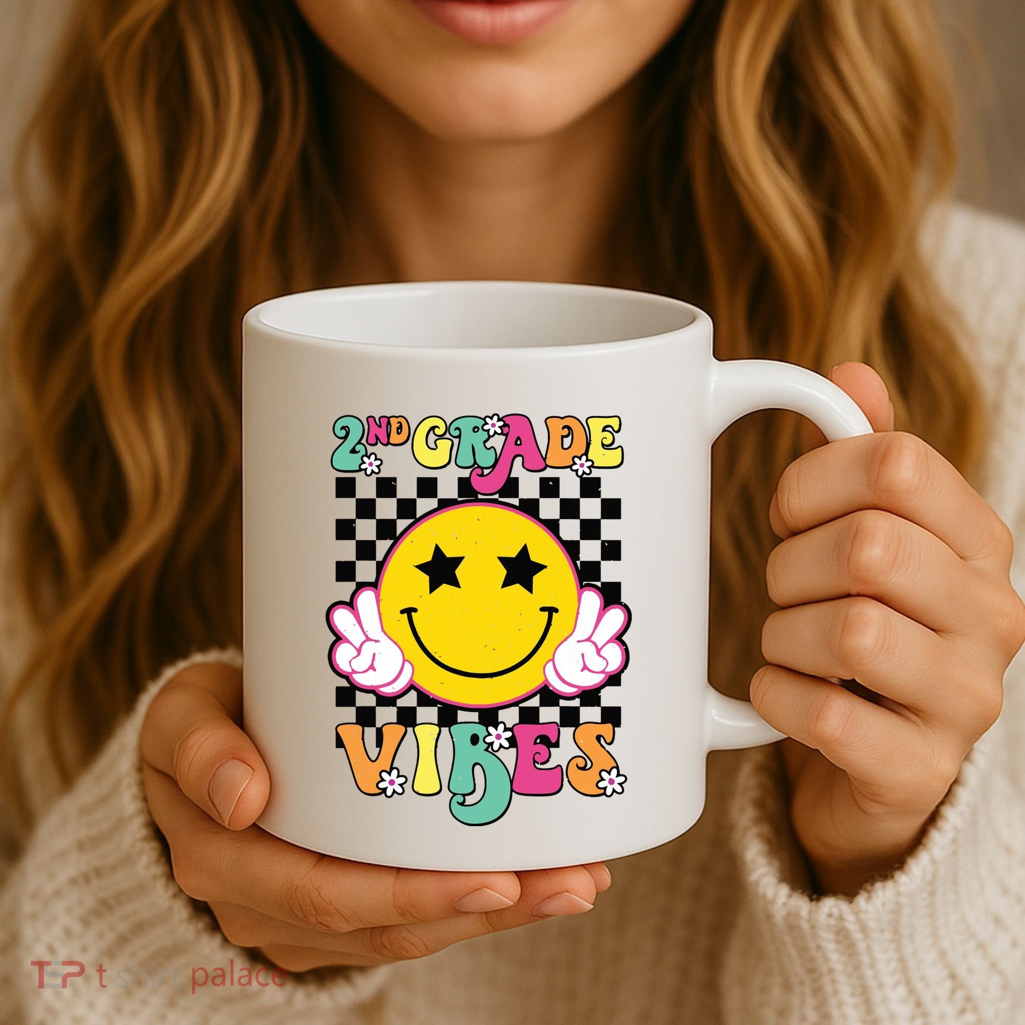 Girl 2nd Grade Vibes Smile Face Back To School Second Grade Coffee Mug