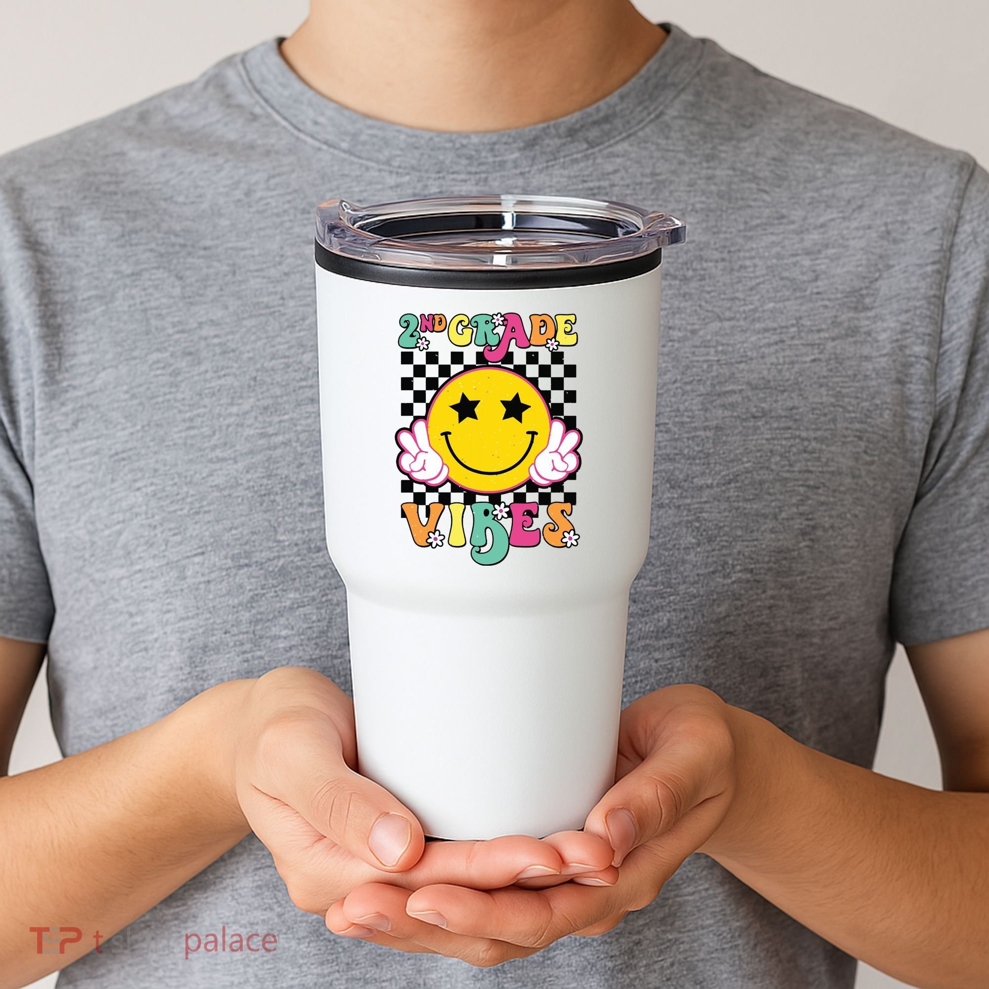 Girl 2nd Grade Vibes Smile Face Back To School Second Grade Tumbler