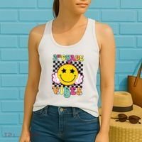 Girl 2nd Grade Vibes Smile Face Back To School Second Grade Women's Tank Top thumb 2