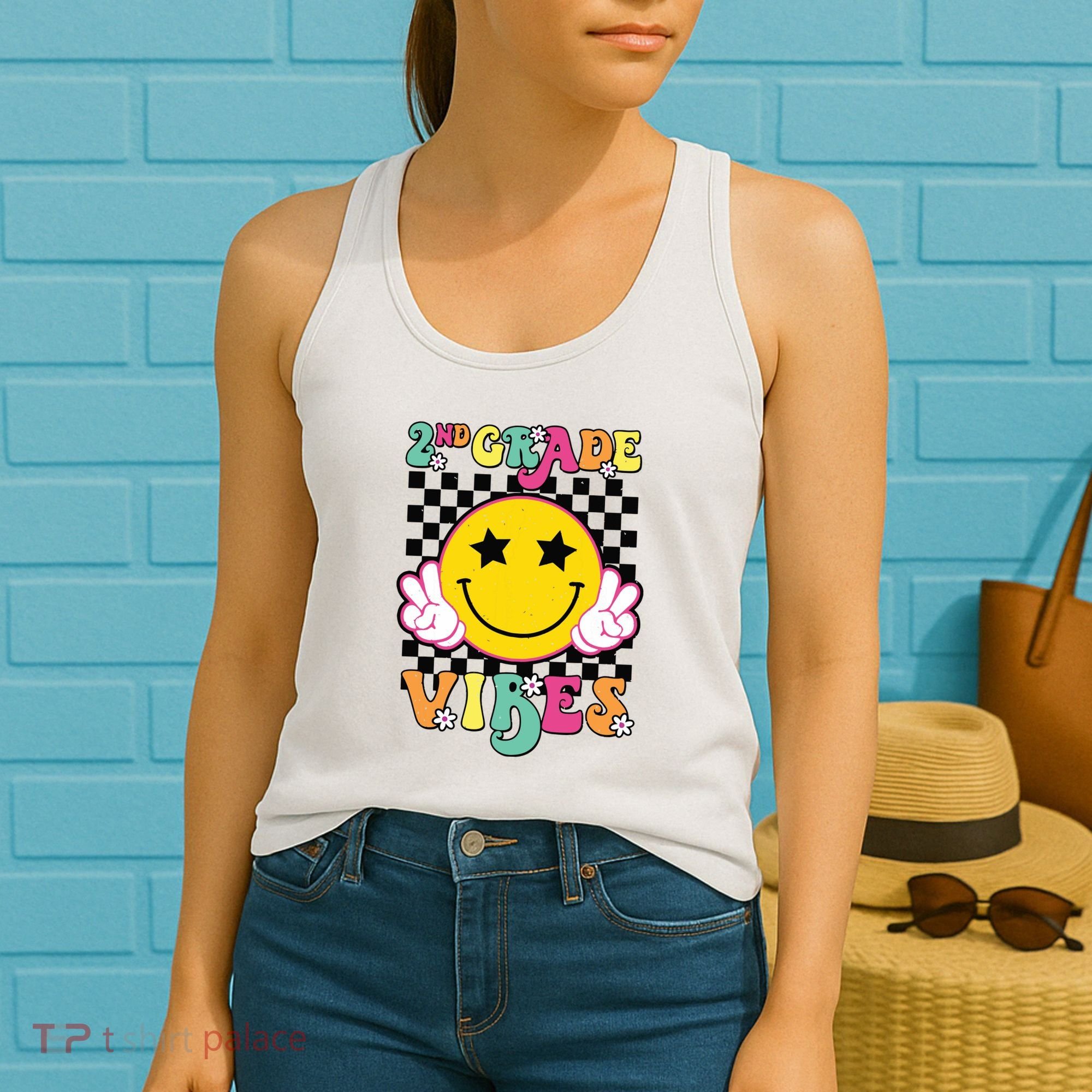 Girl 2nd Grade Vibes Smile Face Back To School Second Grade Women's Tank Top