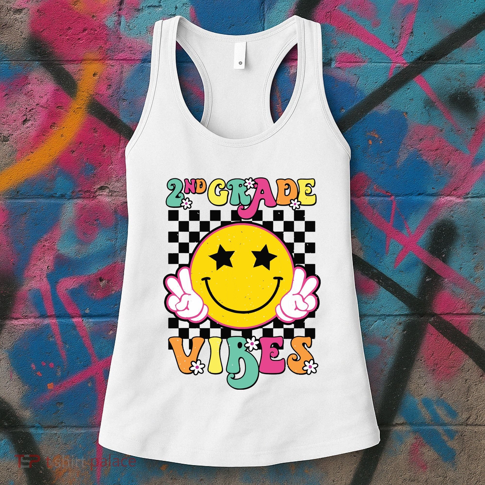 Girl 2nd Grade Vibes Smile Face Back To School Second Grade Women's Tank Top