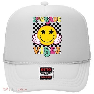 Girl 2nd Grade Vibes Smile Face Back To School Second Grade Hat