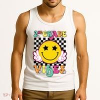 Girl 2nd Grade Vibes Smile Face Back To School Second Grade Tank Top thumb 3