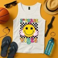 Girl 2nd Grade Vibes Smile Face Back To School Second Grade Tank Top thumb 4