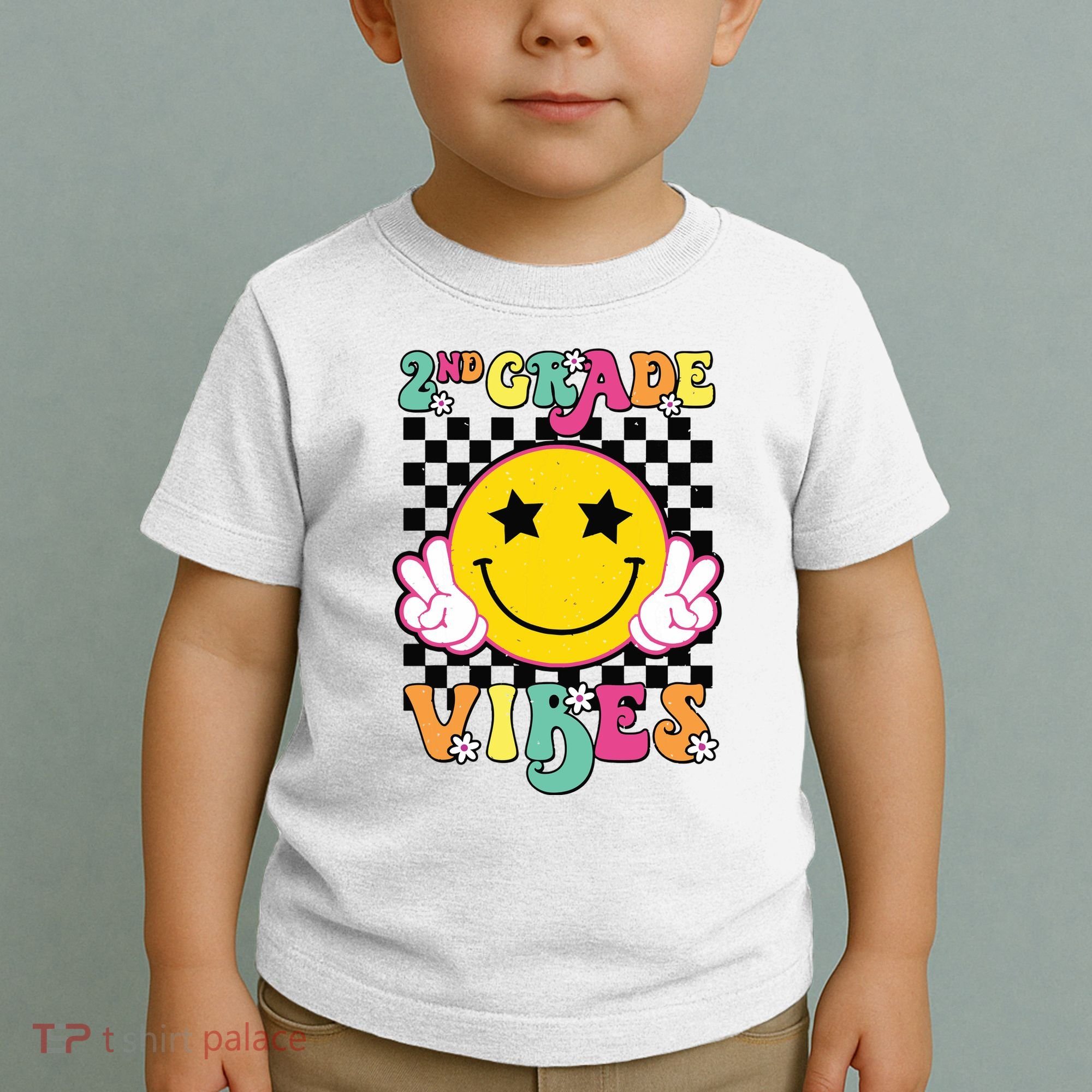 Girl 2nd Grade Vibes Smile Face Back To School Second Grade Toddler T-Shirt