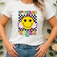 Girl 2nd Grade Vibes Smile Face Back To School Second Grade Women's T-Shirt thumb 2