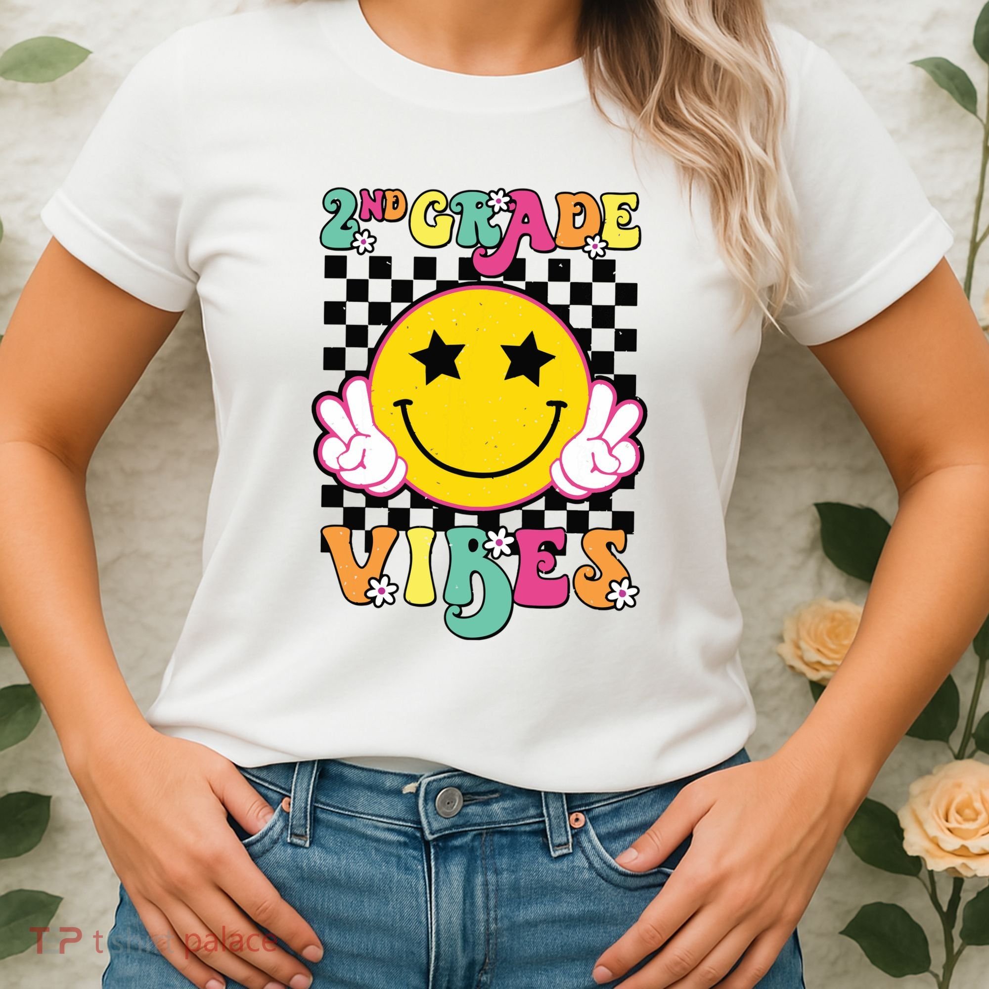 Girl 2nd Grade Vibes Smile Face Back To School Second Grade Women's T-Shirt