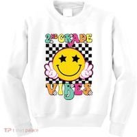 Girl 2nd Grade Vibes Smile Face Back To School Second Grade Kids Sweatshirt thumb 0