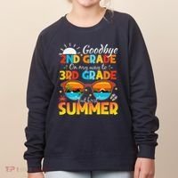 Goodbye 2nd Grade Graduation To 3rd Grade Hello Summer Women's Sweatshirt thumb 0