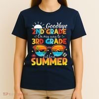 Goodbye 2nd Grade Graduation To 3rd Grade Hello Summer T-Shirt thumb 4