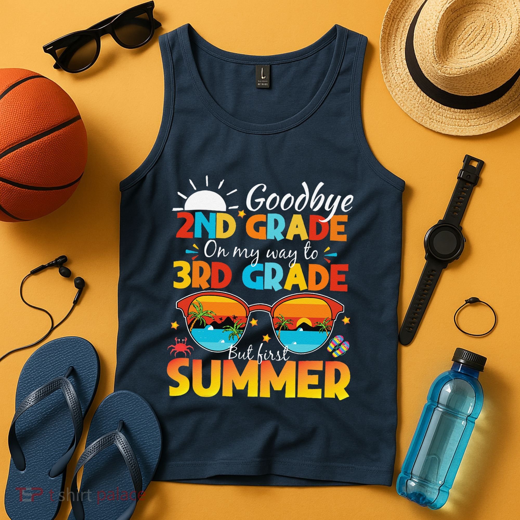 Goodbye 2nd Grade Graduation To 3rd Grade Hello Summer Tank Top