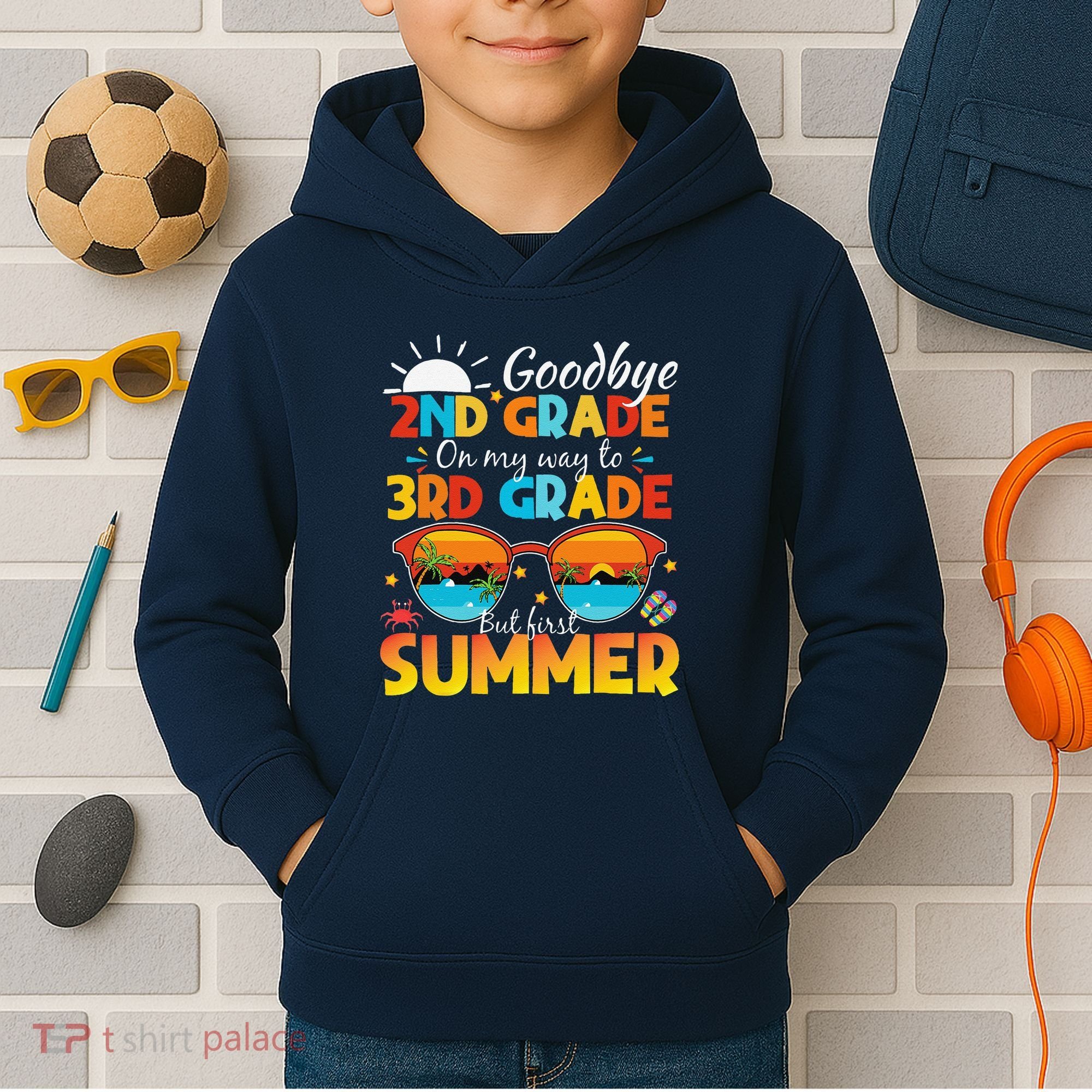 Goodbye 2nd Grade Graduation To 3rd Grade Hello Summer Kids Hoodie