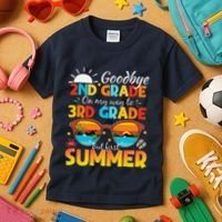 Goodbye 2nd Grade Graduation To 3rd Grade Hello Summer Kids T-Shirt thumb 3
