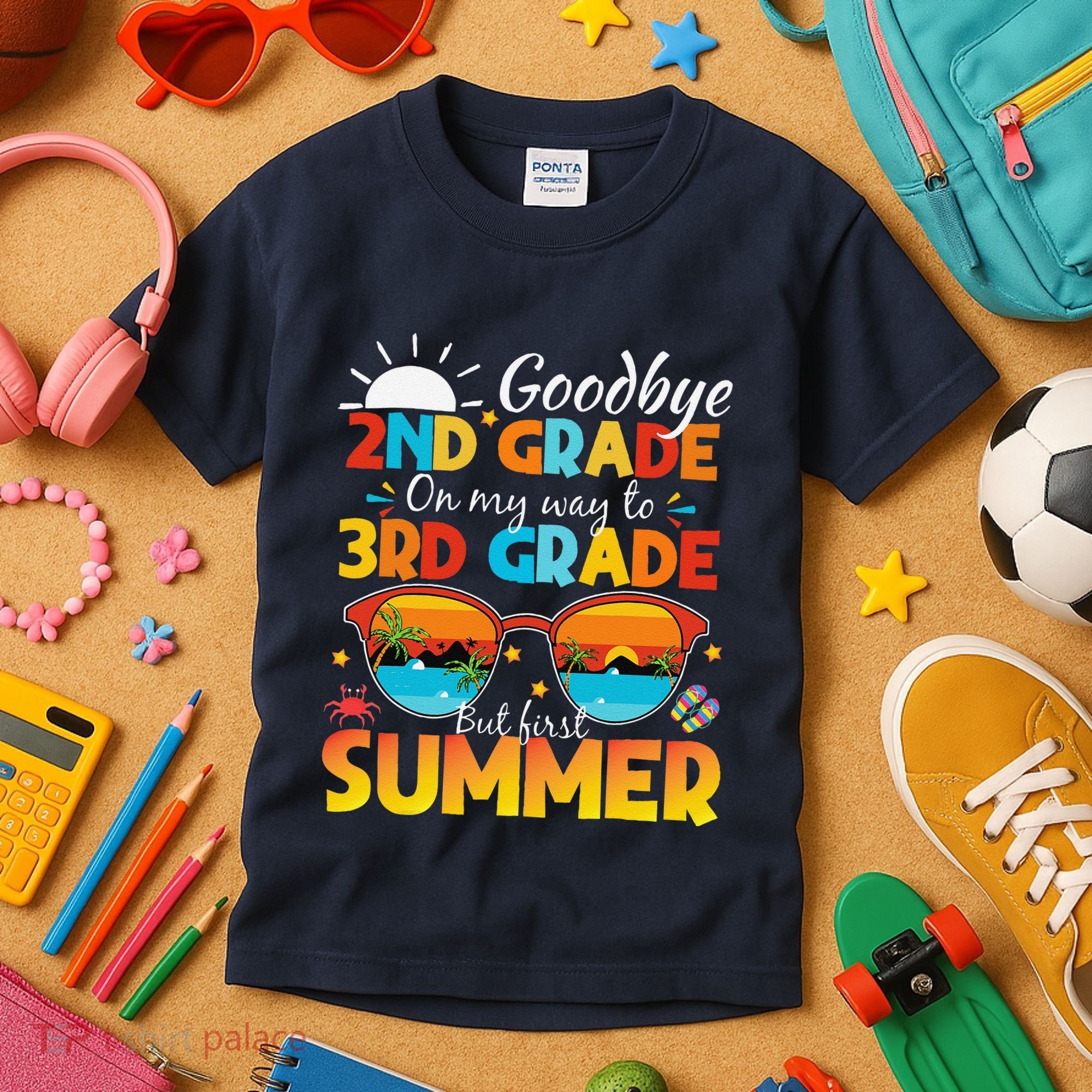 Goodbye 2nd Grade Graduation To 3rd Grade Hello Summer Kids T-Shirt