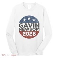 Gavin 2028 Retro Gavin Newsom For President 2028 Long Sleeve Shirt thumb 0