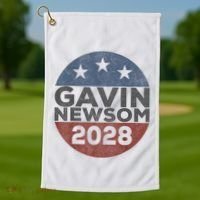 Gavin 2028 Retro Gavin Newsom For President 2028 Golf Towel thumb 1