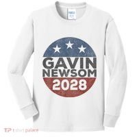 Gavin 2028 Retro Gavin Newsom For President 2028 Kids Long Sleeve Shirt thumb 0