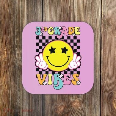 Girl 3rd Grade Vibes Smile Face Back To School Third Grade Coaster