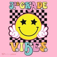 Girl 3rd Grade Vibes Smile Face Back To School Third Grade Coaster thumb 2
