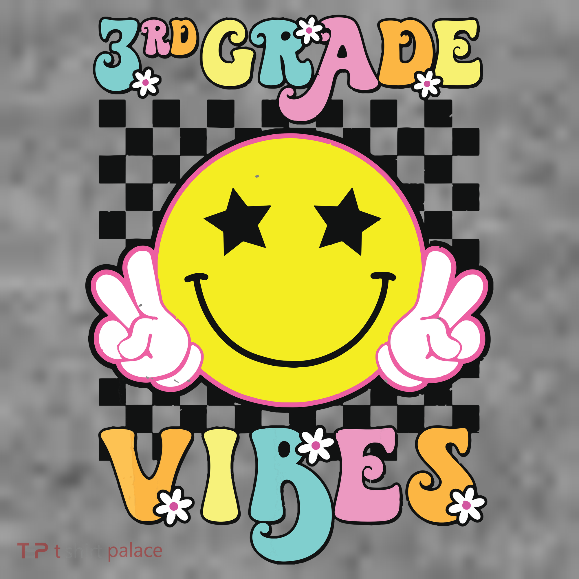 Girl 3rd Grade Vibes Smile Face Back To School Third Grade Toddler Hoodie